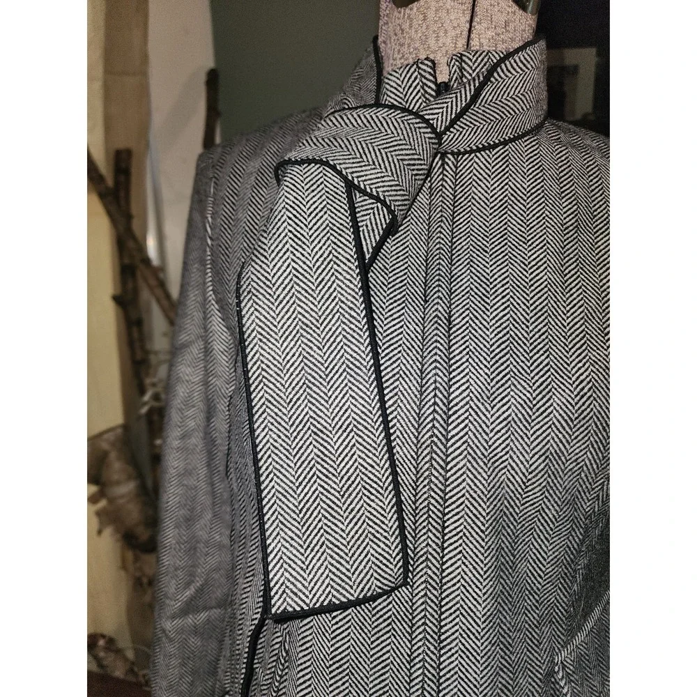 Banana Republic Women Gray Wool Herringbone Blazer sz 0 Petite, Old Money Work